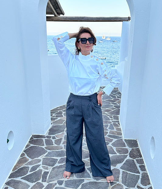 Panarea Bluse mit goldenen Knopfdetails